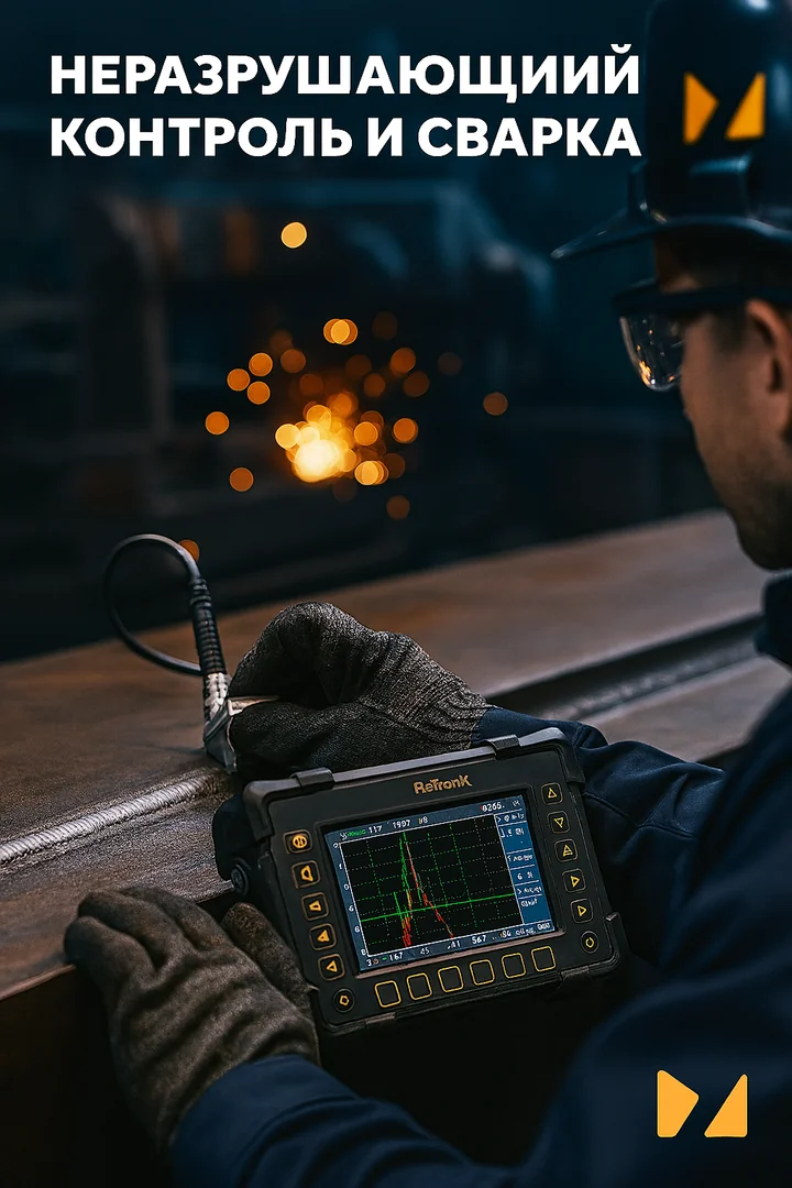 Специалист проводит неразрушающий контроль и сварку - оборудование Mattest